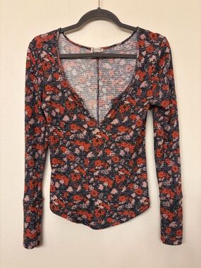 Free People Intimately Women's Ciara Waffle Knit Long Sleeve Shirt- Medium